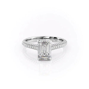 The Rachel Set With A 4.5 Carat Emerald Moissanite