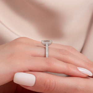 The Rachel Set With A 3 Carat Emerald Lab Diamond