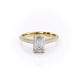 The Rachel Set With A 3.5 Carat Emerald Moissanite