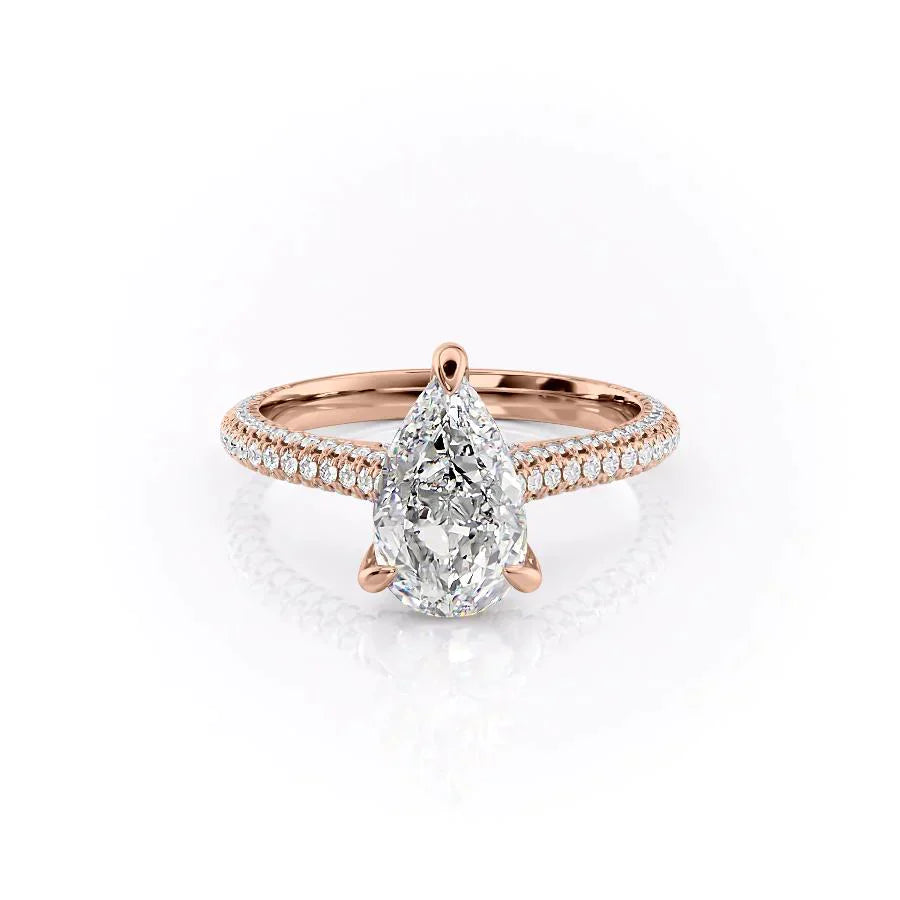 The Rachel Set With A 3 Carat Pear Lab Diamond