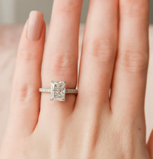 The Rachel Set With A 2.5 Carat Radiant Moissanite