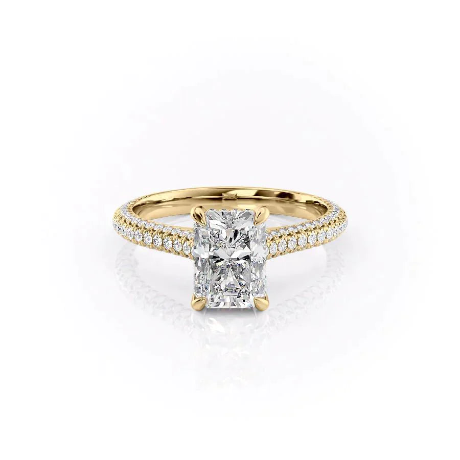 The Rachel Set With A 2.5 Carat Radiant Lab Diamond