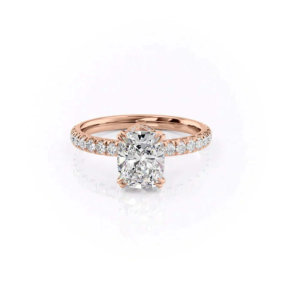 The Sofia Set With A 2.5 Carat Elongated Cushion Moissanite