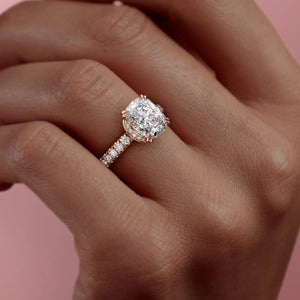 The Sofia Set With A 3.5 Carat Elongated Cushion Moissanite