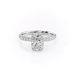 The Sofia Set With A 1.5 Carat Elongated Cushion Lab Diamond