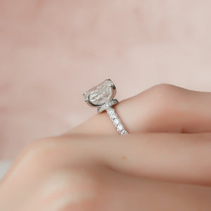The Sofia Set With A 4 Carat Elongated Cushion Moissanite