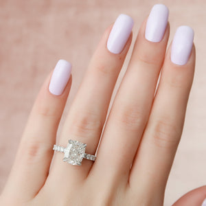 The Sofia Set With A 4 Carat Elongated Cushion Moissanite