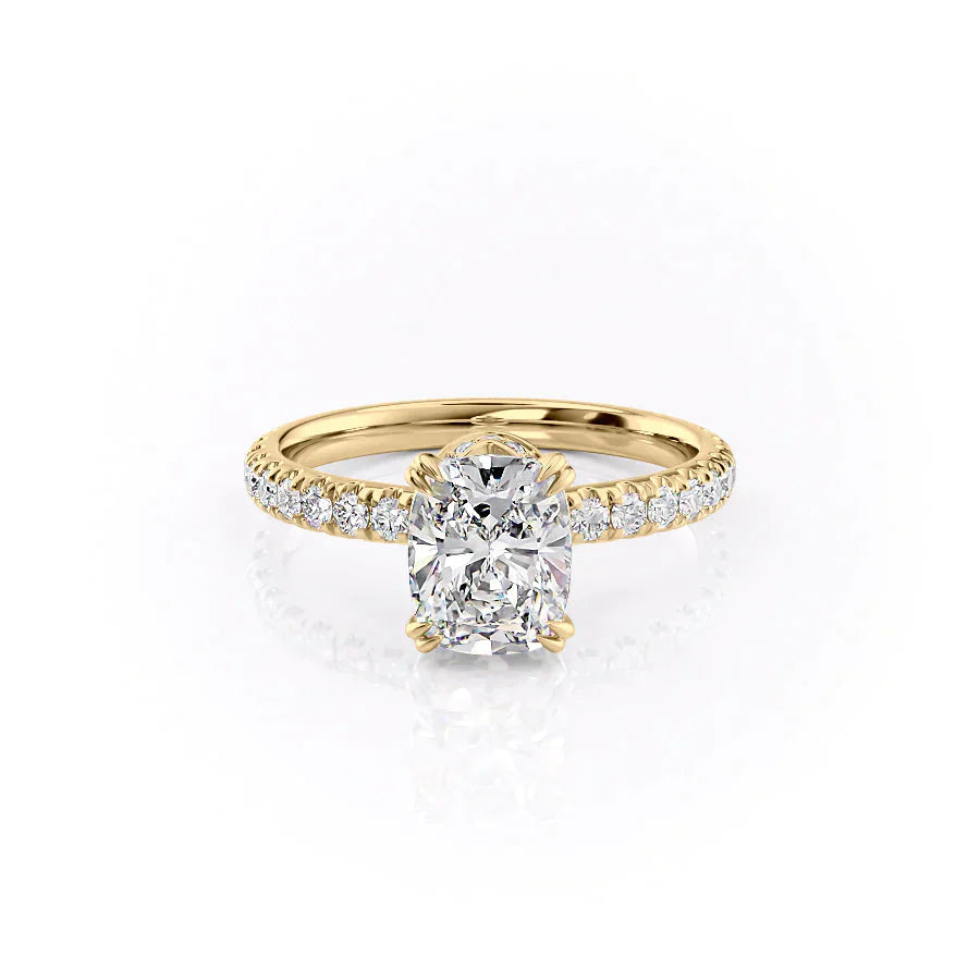 The Sofia Set With A 2.5 Carat Elongated Cushion Moissanite
