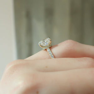 The Sofia Set With A 4.5 Carat Elongated Cushion Moissanite