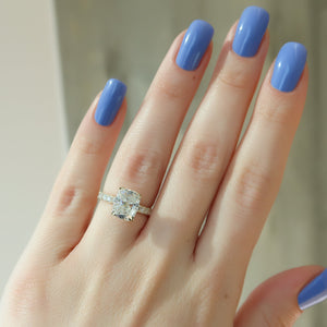 The Sofia Set With A 4.5 Carat Elongated Cushion Moissanite
