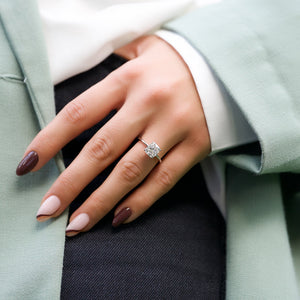 The Kamellie Set With A 1 Carat Elongated Cushion Lab Diamond