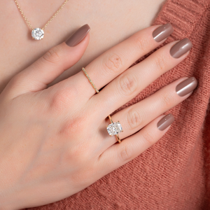 The Kamellie Set With A 2 Carat Elongated Cushion Lab Diamond
