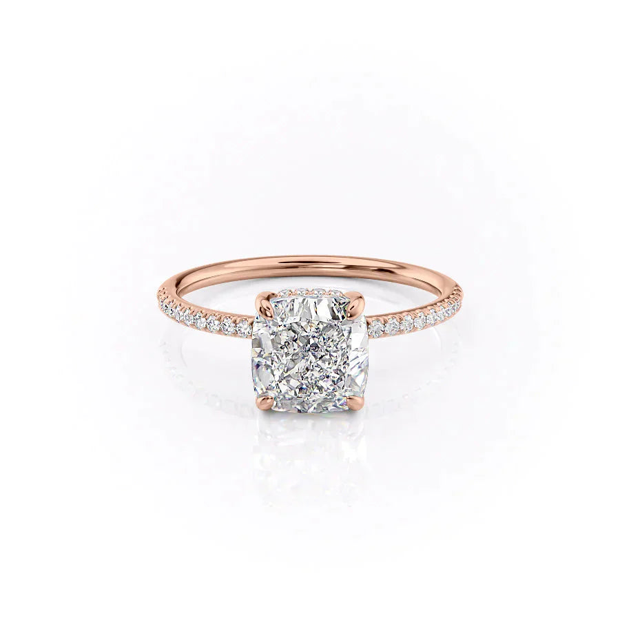 The Pave Kamellie Set With A 1.5 Carat Cushion Lab Diamond