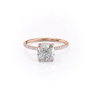 The Pave Kamellie Set With A 1.5 Carat Cushion Lab Diamond