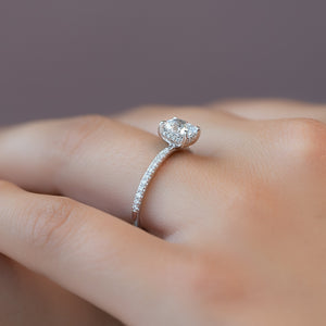 The Pave Kamellie Set With A Cushion Moissanite