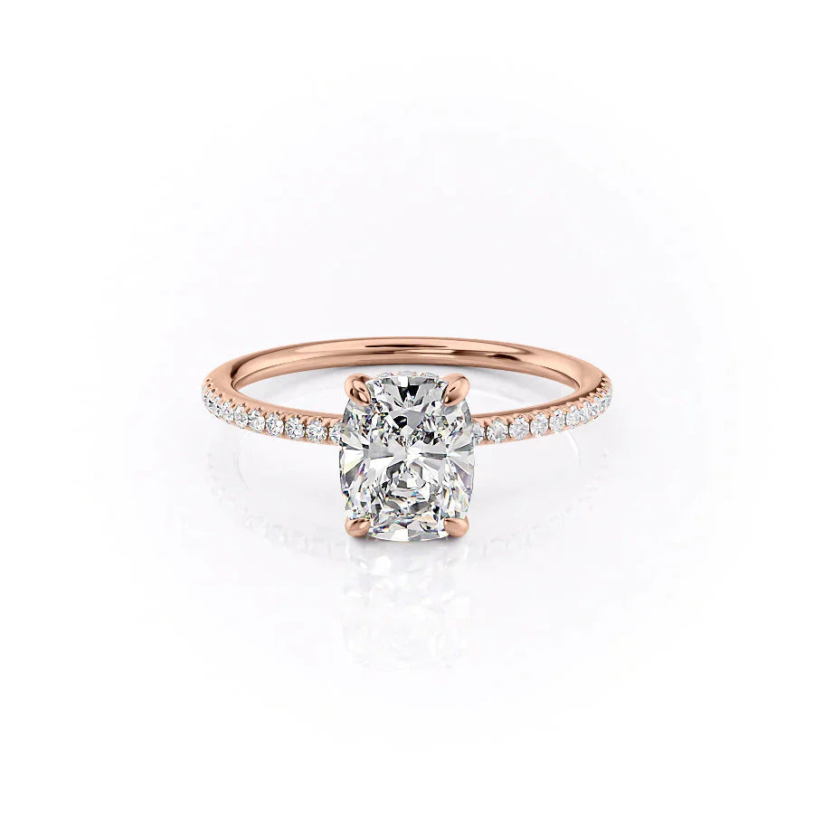 The Pave Kamellie Set With A 2 Carat Elongated Cushion Lab Diamond