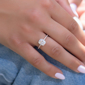 The Pave Kamellie Set With A 3 Carat Elongated Cushion Lab Diamond