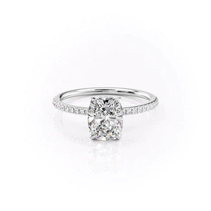 The Pave Kamellie Set With A 1 Carat Elongated Cushion Lab Diamond