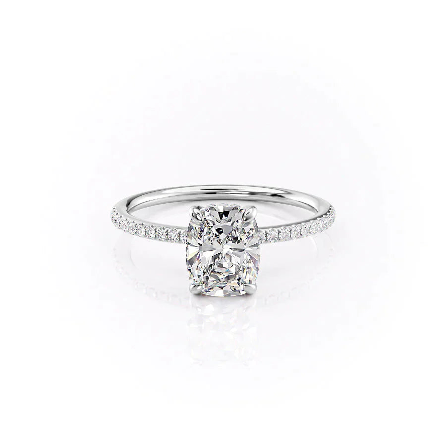 The Pave Kamellie Set With A 3.5 Carat Elongated Cushion Moissanite