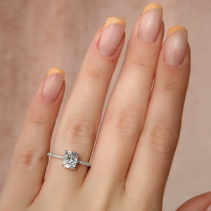 The Kamellie Set With A 4.5 Carat Elongated Cushion Moissanite