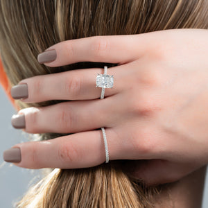 The Kamellie Set With A 4.5 Carat Elongated Cushion Moissanite