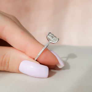 The Kamellie Set With A 4.5 Carat Elongated Cushion Moissanite