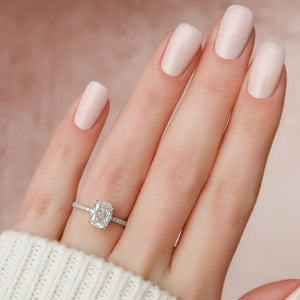 The Kamellie Set With A 4.5 Carat Elongated Cushion Moissanite