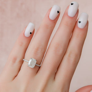The Kamellie Set With A 4.5 Carat Elongated Cushion Moissanite