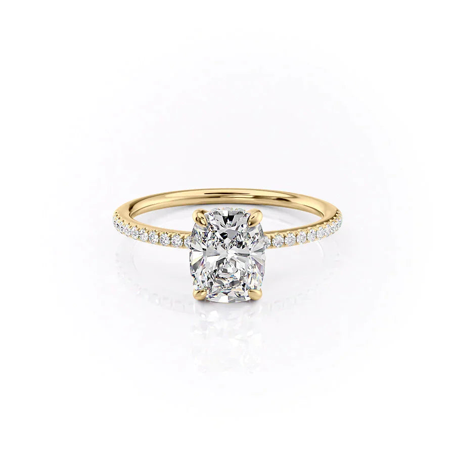The Pave Kamellie Set With A 3.5 Carat Elongated Cushion Moissanite