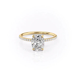The Pave Kamellie Set With A 3 Carat Elongated Cushion Lab Diamond