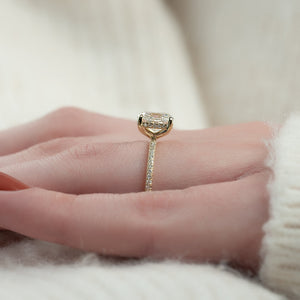 The Kamellie Set With A 4.5 Carat Elongated Cushion Moissanite