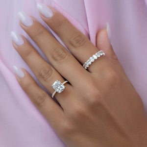 The Kamellie Set With A 4.5 Carat Elongated Cushion Moissanite