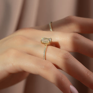 The Pave Kamellie Set With A 1 Carat Emerald Lab Diamond