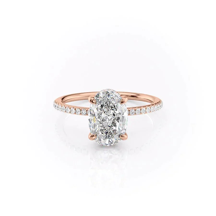 The Pave Kamellie Set With A 1.5 Carat Oval Lab Diamond