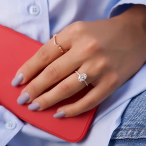 The Pave Kamellie Set With A 1 Carat Oval Lab Diamond