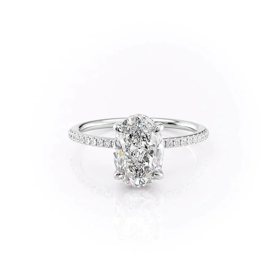 The Pave Kamellie Set With A 1.5 Carat Oval Lab Diamond