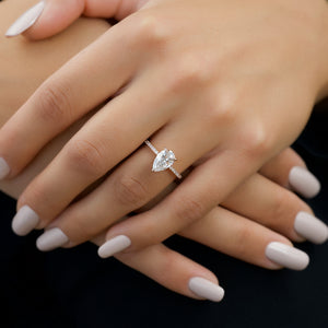 The Pave Kamellie Set With A 1 Carat Pear Lab Diamond