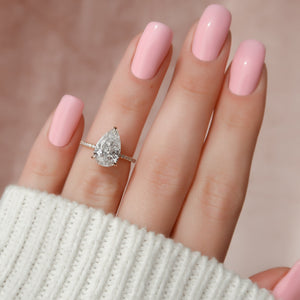 The Pave Kamellie Set With A 1 Carat Pear Lab Diamond
