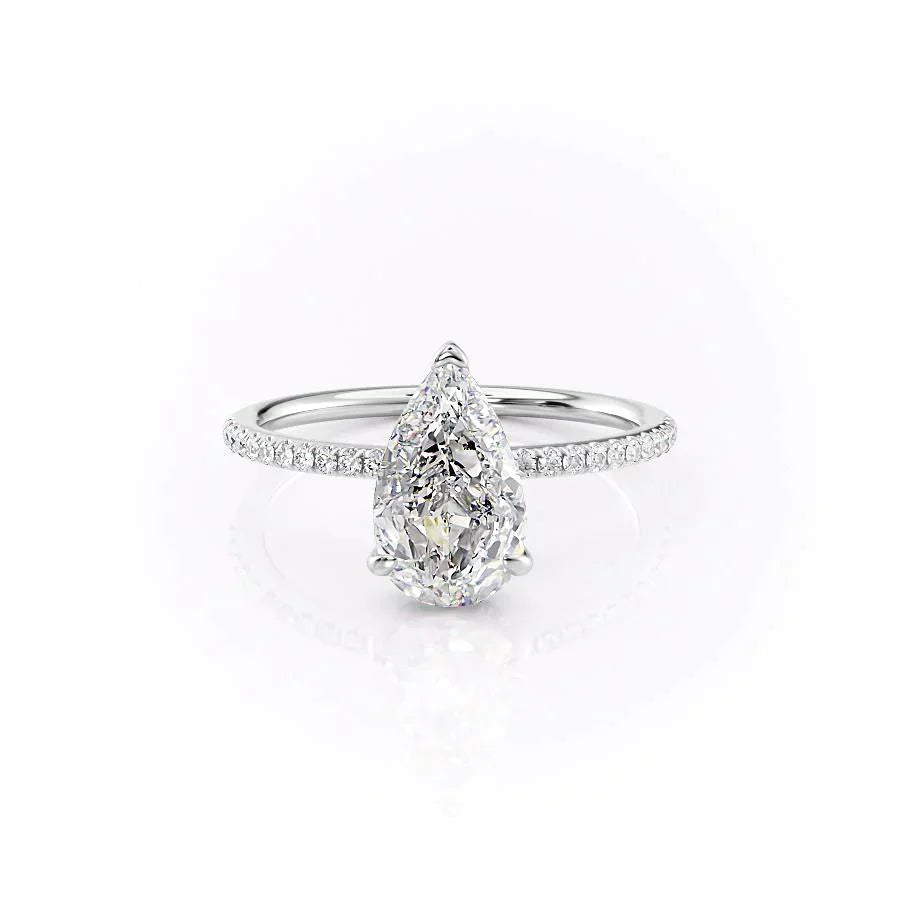 The Pave Kamellie Set With A 2.5 Carat Pear Moissanite