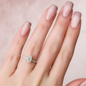 The Pave Kamellie Set With A 1.5 Carat Pear Lab Diamond