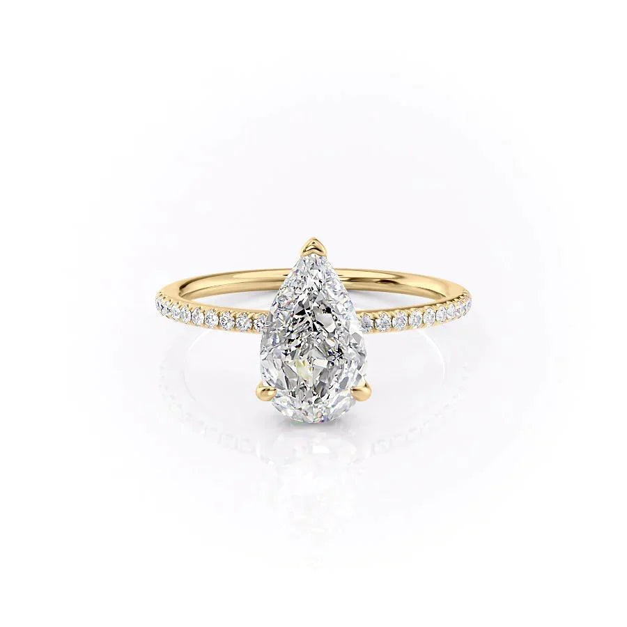 The Pave Kamellie Set With A 3 Carat Pear Lab Diamond