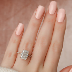 The Pave Kamellie Set With A 2.5 Carat Radiant Moissanite
