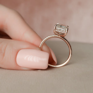 The Pave Kamellie Set With A 2.5 Carat Radiant Moissanite