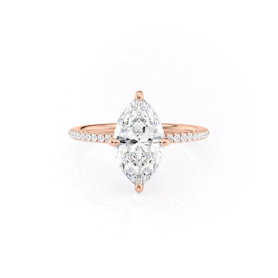 The Pave Kamellie Set With A 3.5 Carat Marquise Moissanite
