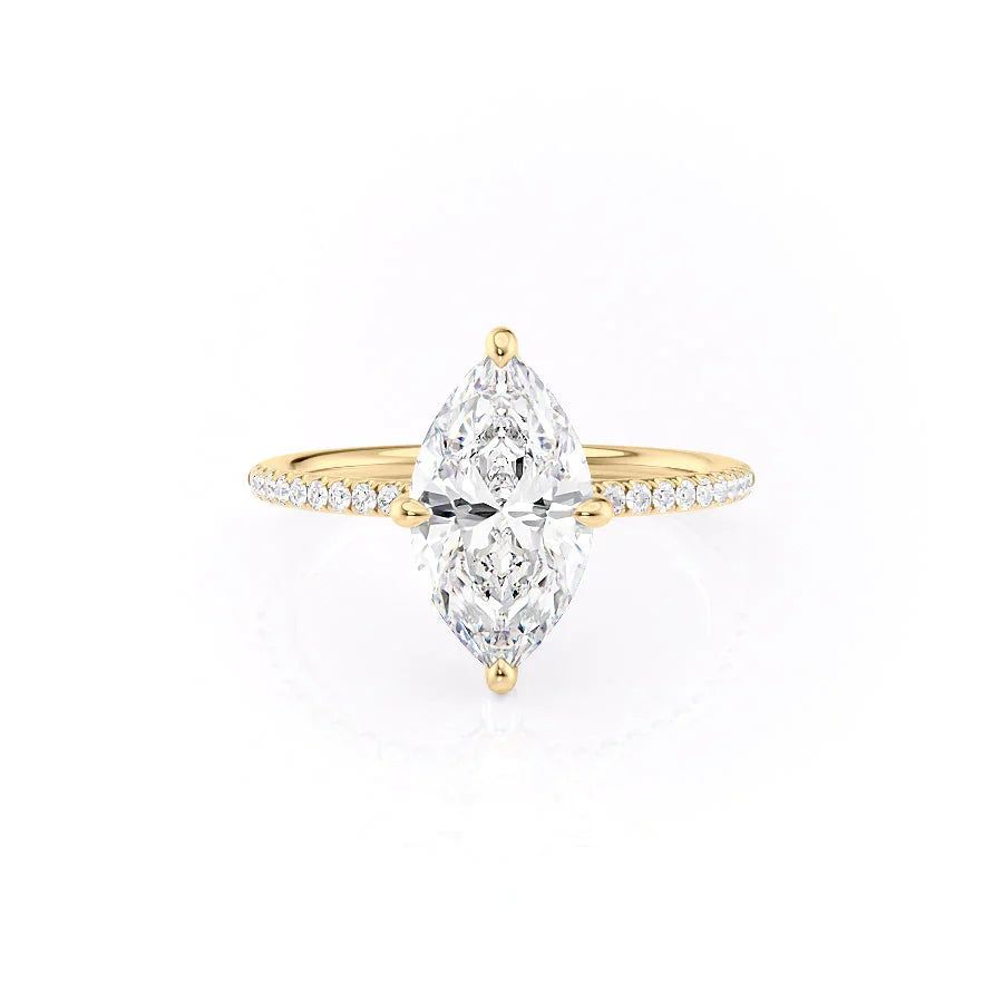 The Pave Kamellie Set With A 2.5 Carat Marquise Moissanite