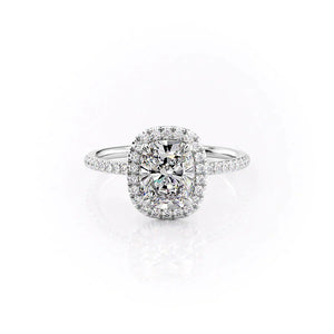 The Michelle Set With A 1.5 Carat Elongated Cushion Moissanite
