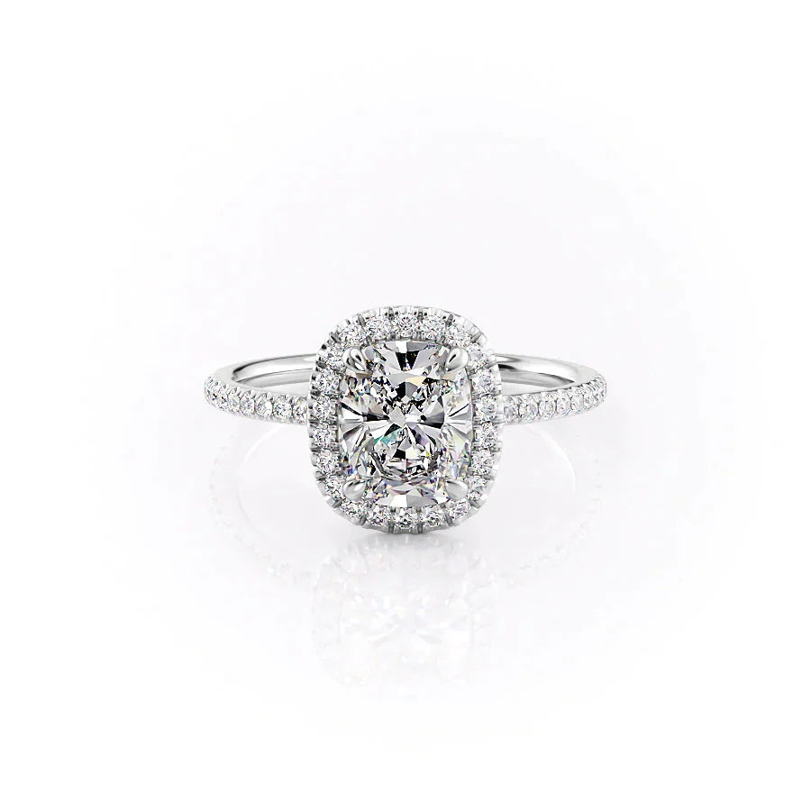 The Michelle Set With A 5 Carat Elongated Cushion Moissanite