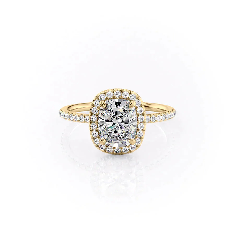 The Michelle Set With A 4 Carat Elongated Cushion Moissanite