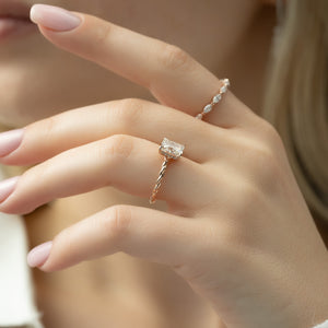 The Alice Set With A 3 Carat Radiant Lab Diamond