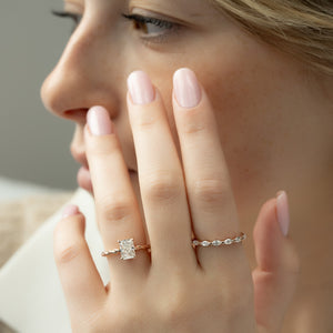 The Alice Set With A 3 Carat Radiant Lab Diamond